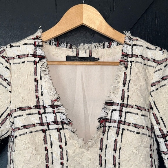 House of Harlow 1960 x REVOLVE Parker Tweed Fringe Mini Dress in Ivory Multi S - Picture 4 of 11